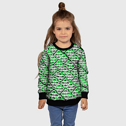 Свитшот детский Зелёно-белый узор на чёрном фоне, цвет: 3D-черный — фото 2