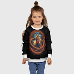 Свитшот детский Боец Муай-тай и огромный дракон, цвет: 3D-белый — фото 2