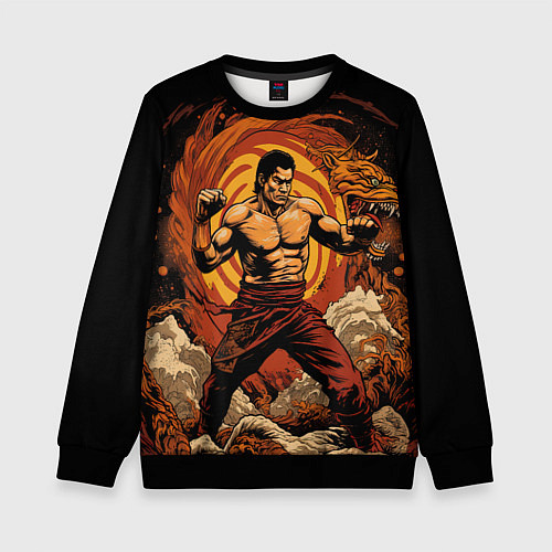 Детский свитшот Муай тай боец в стойке / 3D-Черный – фото 1
