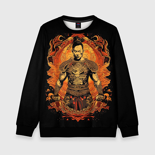 Детский свитшот Муай-Тай боец ретро стиль / 3D-Черный – фото 1