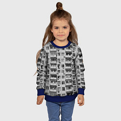Свитшот детский Панелька в черно-белых тонах, цвет: 3D-синий — фото 2