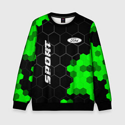 Свитшот детский Ford green sport hexagon, цвет: 3D-черный