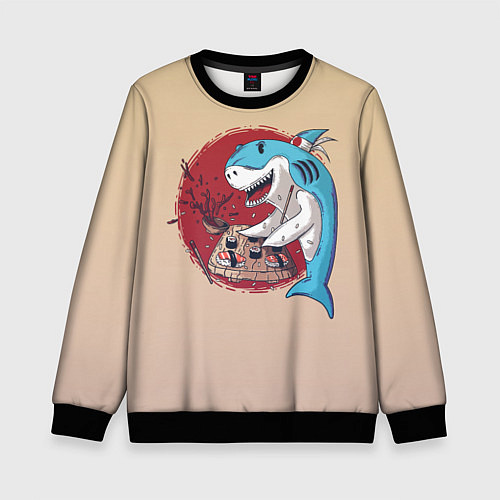Детский свитшот Sushi shark / 3D-Черный – фото 1