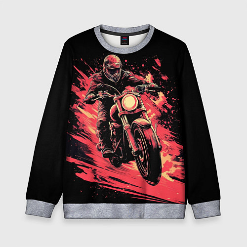 Детский свитшот Мотокросс красные брызги / 3D-Меланж – фото 1