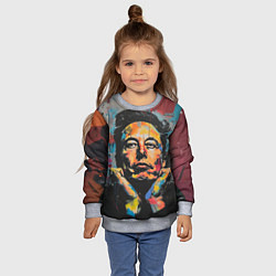 Свитшот детский Илон Маск граффити портрет, цвет: 3D-меланж — фото 2