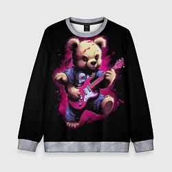 Свитшот детский Плюшевый медведь музыкант с гитарой, цвет: 3D-меланж