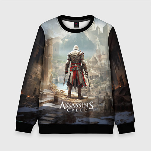 Детский свитшот Assassins creed старинный город / 3D-Черный – фото 1