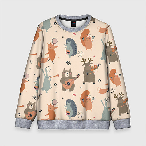 Детский свитшот Животные с инструментами / 3D-Меланж – фото 1