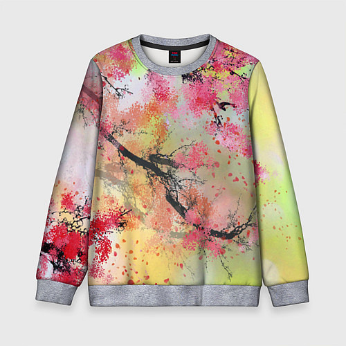 Детский свитшот Japan sakura / 3D-Меланж – фото 1