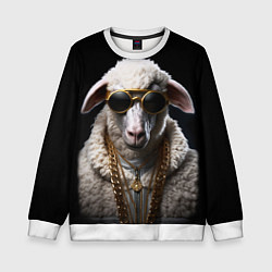 Свитшот детский Богатый баран в цепях, цвет: 3D-белый