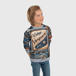 Свитшот детский Vintage vanguard jeans - patchwork, цвет: 3D-меланж — фото 2