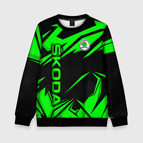 Детский свитшот Skoda - green uniform / 3D-Черный – фото 1