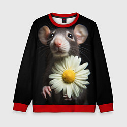 Свитшот детский Крыс и ромашка, цвет: 3D-красный