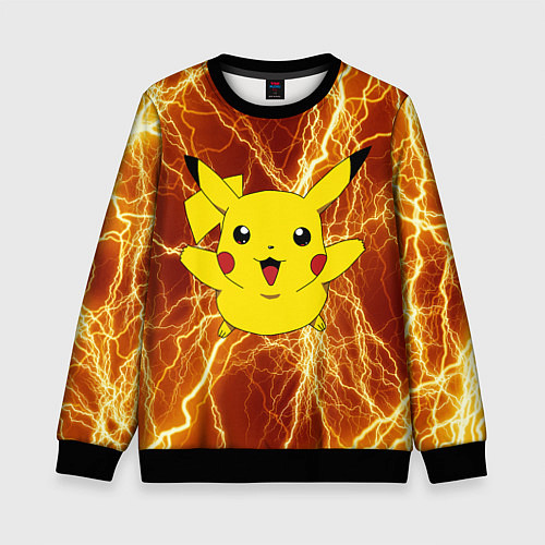 Детский свитшот Pikachu yellow lightning / 3D-Черный – фото 1