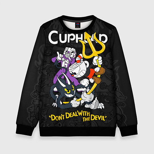 Детский свитшот Cuphead devil trident / 3D-Черный – фото 1