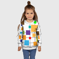 Свитшот детский Разноцветные квадраты паттерны, цвет: 3D-белый — фото 2