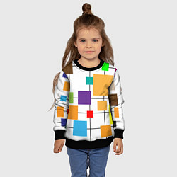 Свитшот детский Разноцветные квадраты паттерны, цвет: 3D-черный — фото 2