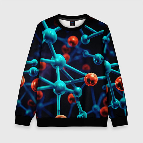Детский свитшот Молекулы под микроскопом / 3D-Черный – фото 1