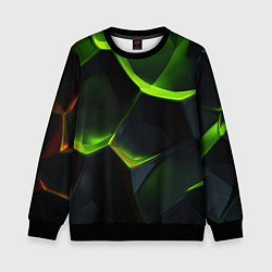 Свитшот детский Green neon abstract geometry, цвет: 3D-черный