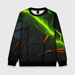 Детский свитшот Green neon abstract geometry