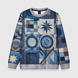 Свитшот детский Denim patchwork - ai art, цвет: 3D-меланж