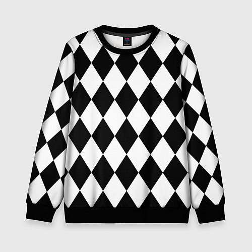 Детский свитшот Арлекин черно-белый / 3D-Черный – фото 1