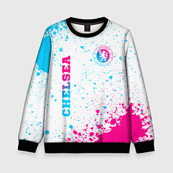 Свитшот детский Chelsea neon gradient style вертикально, цвет: 3D-черный