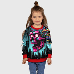 Свитшот детский Cyber skull - ai art fantasy, цвет: 3D-красный — фото 2