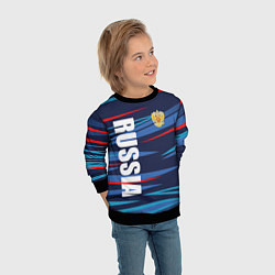 Свитшот детский Россия - blue stripes, цвет: 3D-черный — фото 2