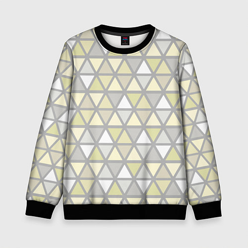 Детский свитшот Паттерн геометрия светлый жёлто-серый / 3D-Черный – фото 1