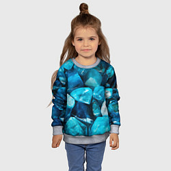 Свитшот детский Аквамарин камни минералы крупный план, цвет: 3D-меланж — фото 2