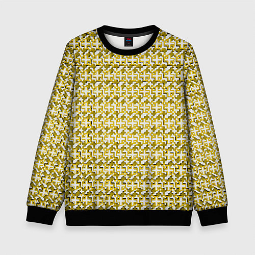 Детский свитшот Белые плюсики на жёлтом фоне / 3D-Черный – фото 1