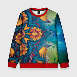 Свитшот детский Батик в традиционном индонезийском стиле, цвет: 3D-красный