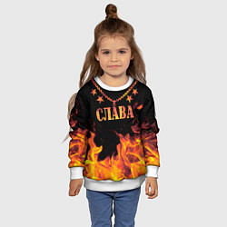 Свитшот детский Слава - имя в огне, цвет: 3D-белый — фото 2