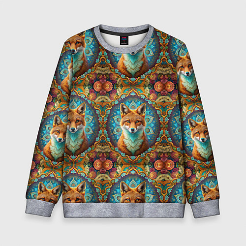 Детский свитшот Лисицы и объемные узоры / 3D-Меланж – фото 1