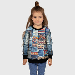 Свитшот детский Пэчворк узоры индейцев, цвет: 3D-черный — фото 2