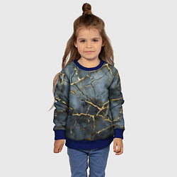 Свитшот детский Золотые линии на серо-голубом фоне, цвет: 3D-синий — фото 2