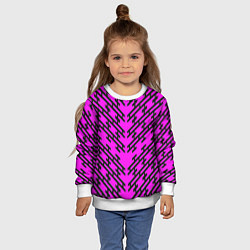 Свитшот детский Чёрные полосы на розовом фоне, цвет: 3D-белый — фото 2
