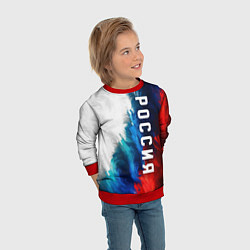 Свитшот детский Россия триколор флаг, цвет: 3D-красный — фото 2