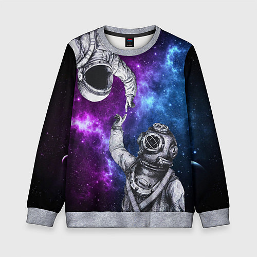 Детский свитшот Сотворение космонавт и водолаз / 3D-Меланж – фото 1