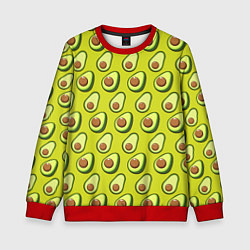 Свитшот детский Паттерн с половинкой авокадо, цвет: 3D-красный