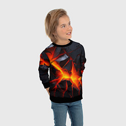 Свитшот детский Камни в разломе красный свет, цвет: 3D-черный — фото 2