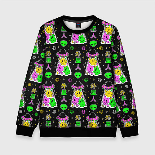 Детский свитшот Паттерн из НЛО / 3D-Черный – фото 1