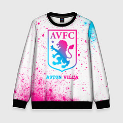 Свитшот детский Aston Villa neon gradient style, цвет: 3D-черный