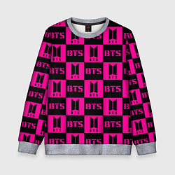 Свитшот детский BTS pattern pink logo, цвет: 3D-меланж