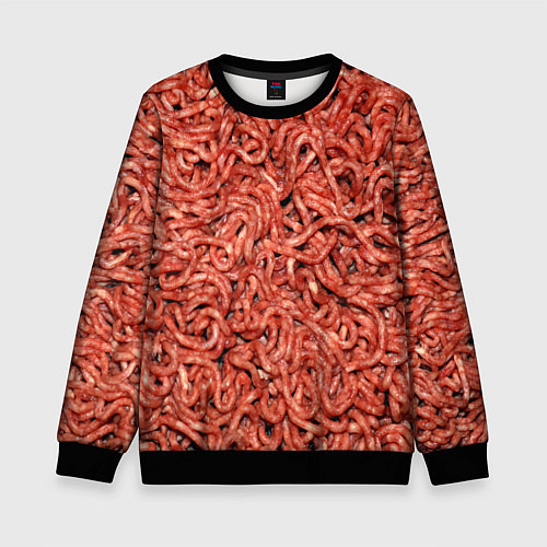 Детский свитшот Мясной фарш текстура / 3D-Черный – фото 1