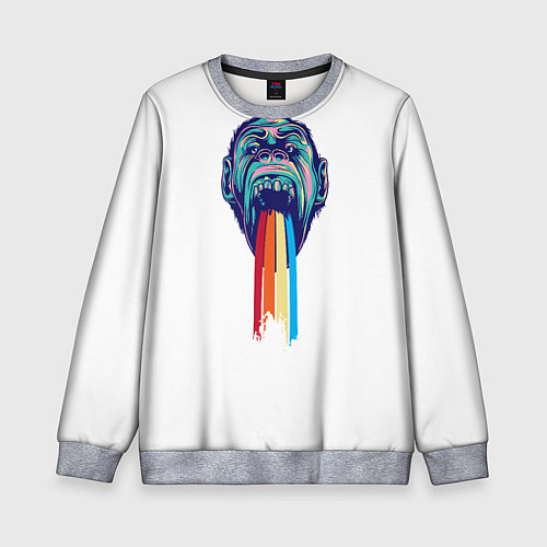 Детский свитшот Обезьяна с радугой / 3D-Меланж – фото 1