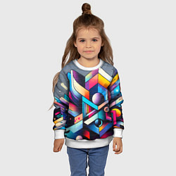 Свитшот детский Геометрическое абстрактное граффити - нейросеть, цвет: 3D-белый — фото 2