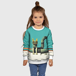 Свитшот детский Механический зеленый кот, цвет: 3D-белый — фото 2
