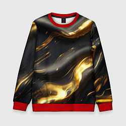 Свитшот детский Черно-золотая волнистая текстура, цвет: 3D-красный